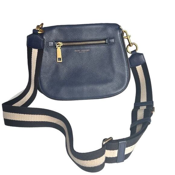 MARC By Marc Jacobs Gotham Leather Saddle Bag in Navy - Picture 2 of 16